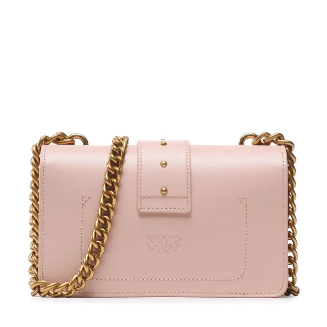 Pinko roza ženska torba sa zlatnim lancem