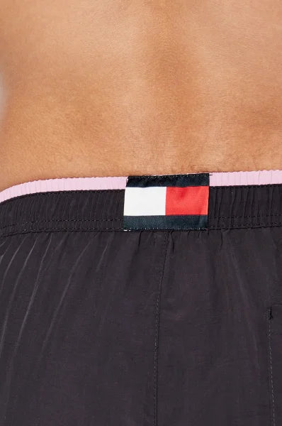 Tommy Hilfiger crni muški kupaći sa ružičastim pojasom-[SKU]