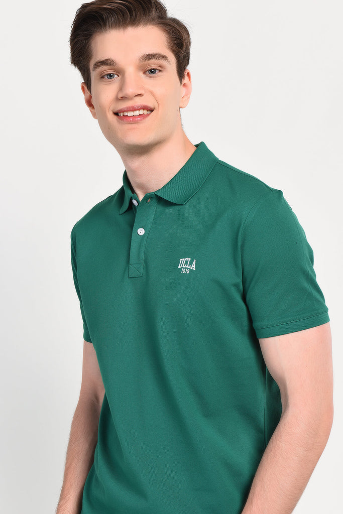UCLA zelena muška majica sa kontrastnim ovratnikom