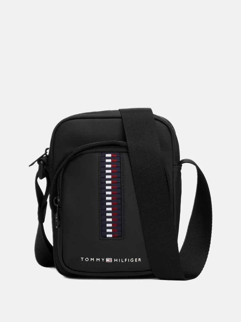 Tommy Hilfiger crna muška torba s trakastim detaljima-[SKU]