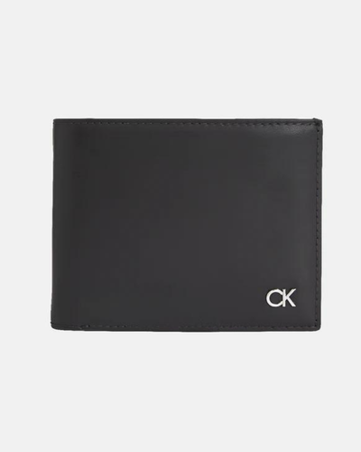 Calvin Klein crni muški novčanik sa srebrnim detaljem-[SKU]