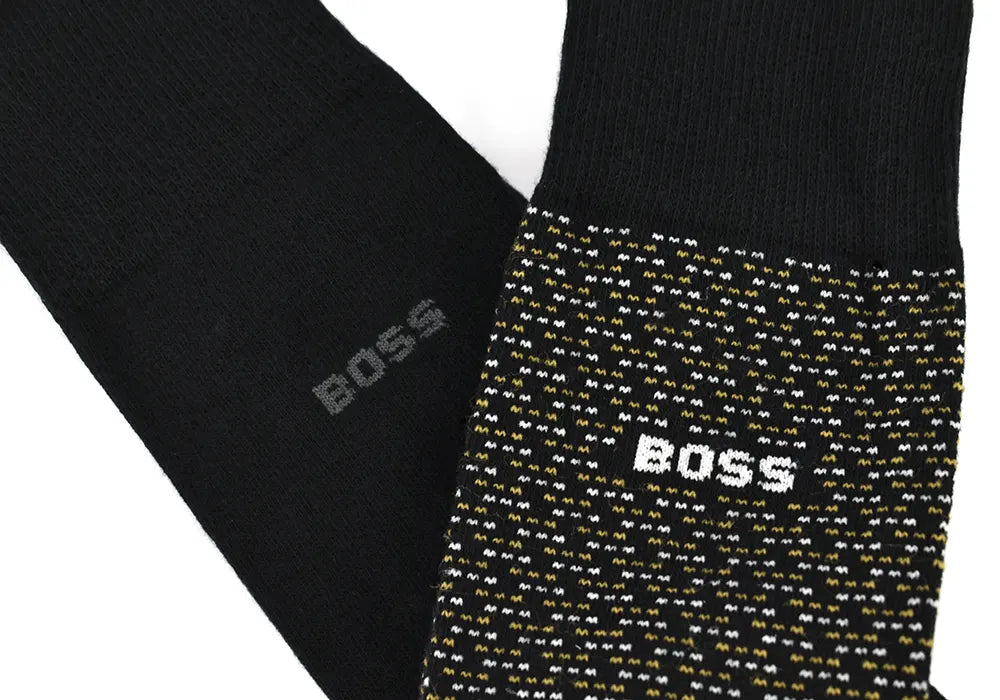 Boss crne muške čarape 2/1 sa elegantnim uzorkom