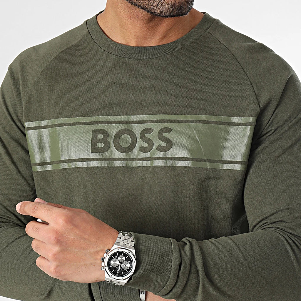 Boss zelena muška majica s prugom na prsima