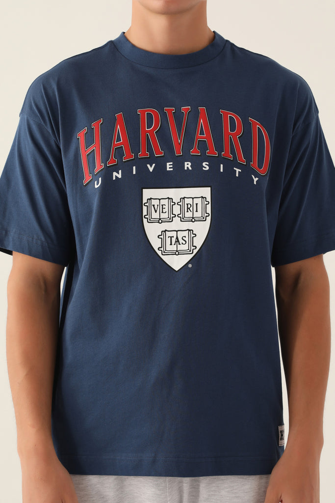 Harvard plava muška majica s natpisom na prsima