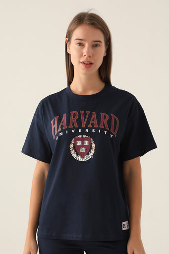 Harvard plava ženska majica s grbom na prsima