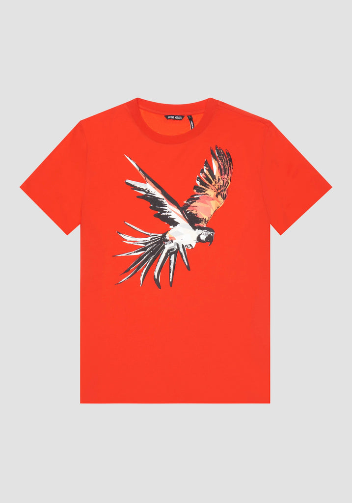 Antony Morato crvena muška majica s pticom u letu