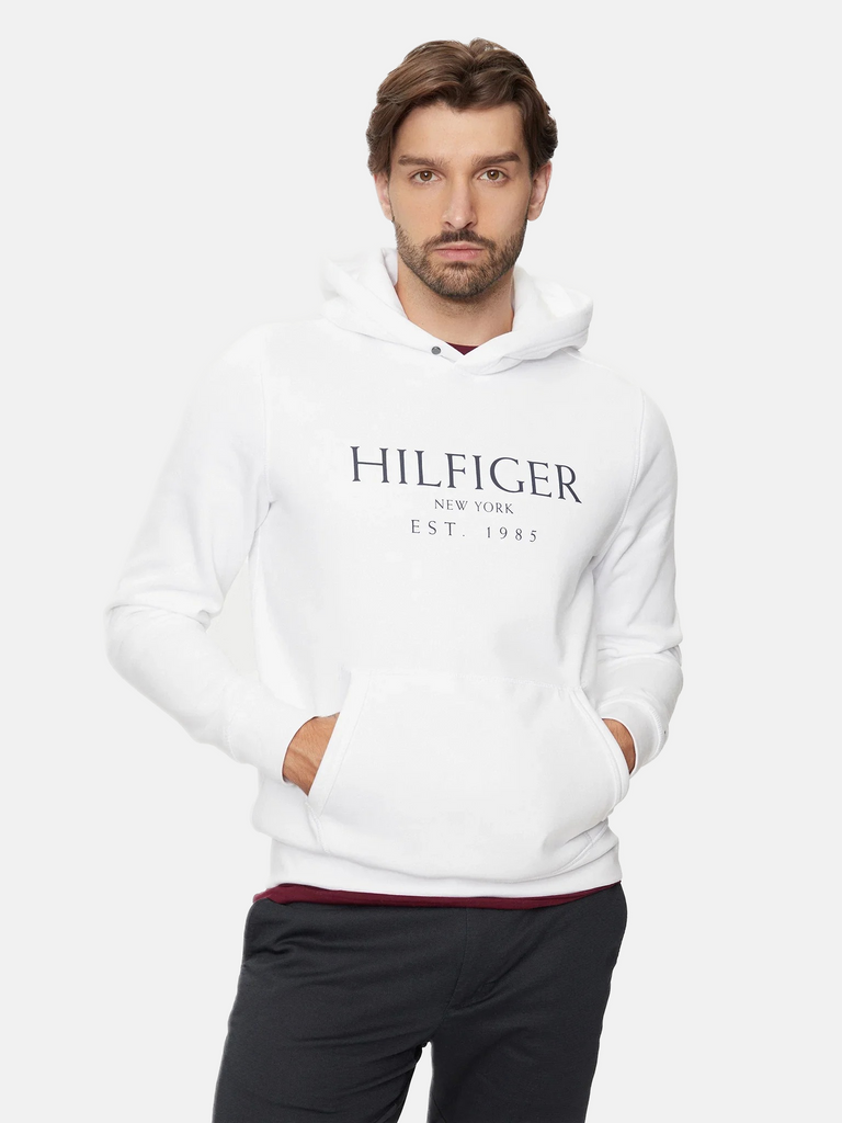 Tommy Hilfiger bijela muška dukserica s kapuljačom-[SKU]