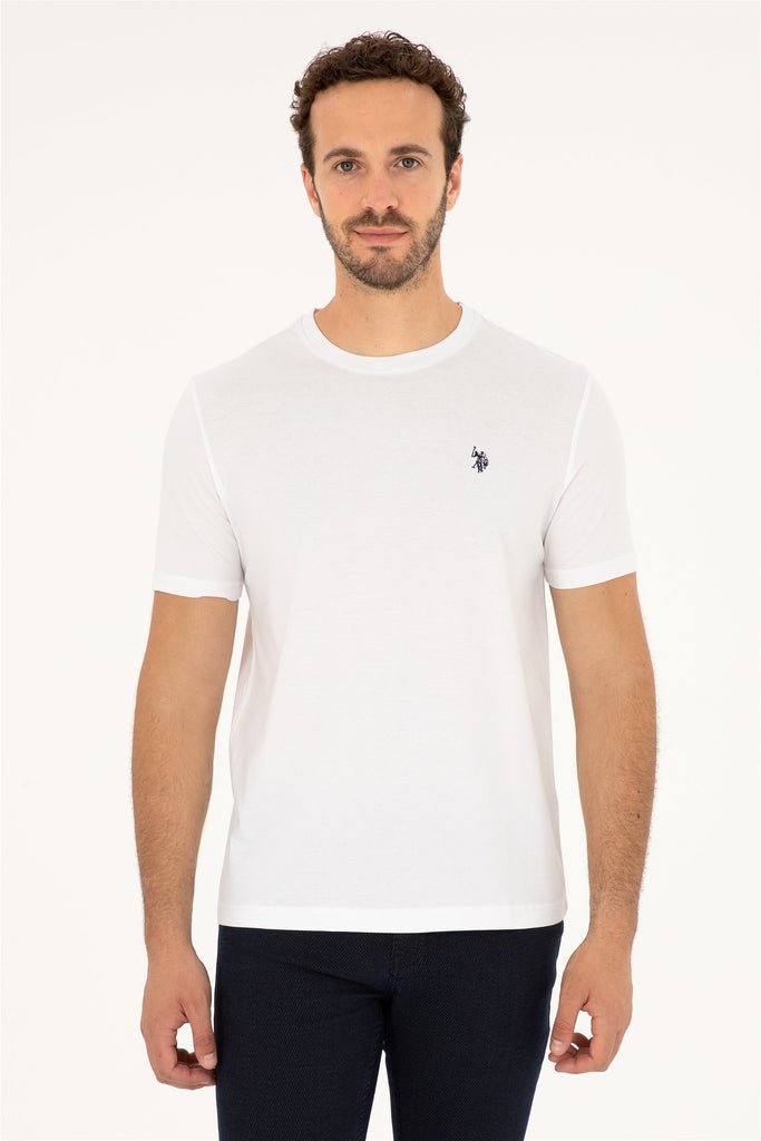 U.S. Polo Assn. bijela muška majica s okruglim izrezom i kontrastnim rubovima
