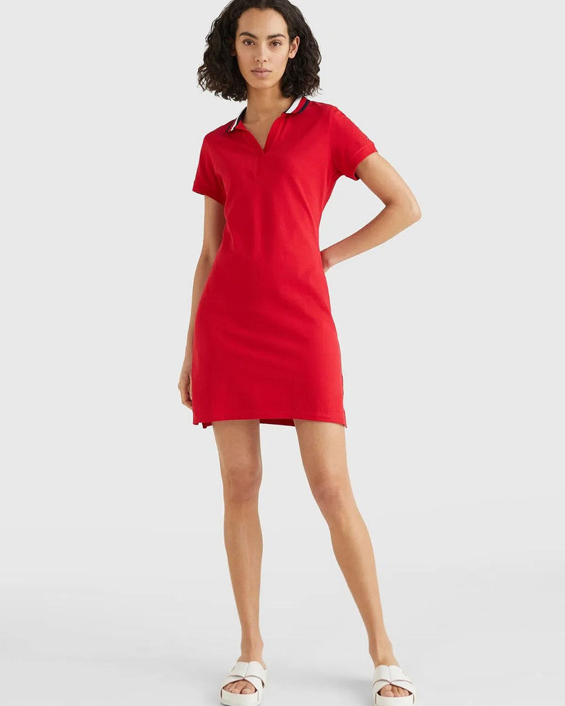 Tommy Hilfiger crvena ženska haljina s V-izrezom