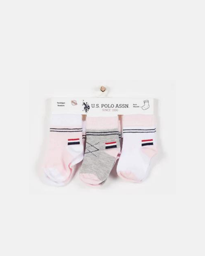 U.S. Polo Assn. roze i sive čarape za bebe s prugama-[SKU]