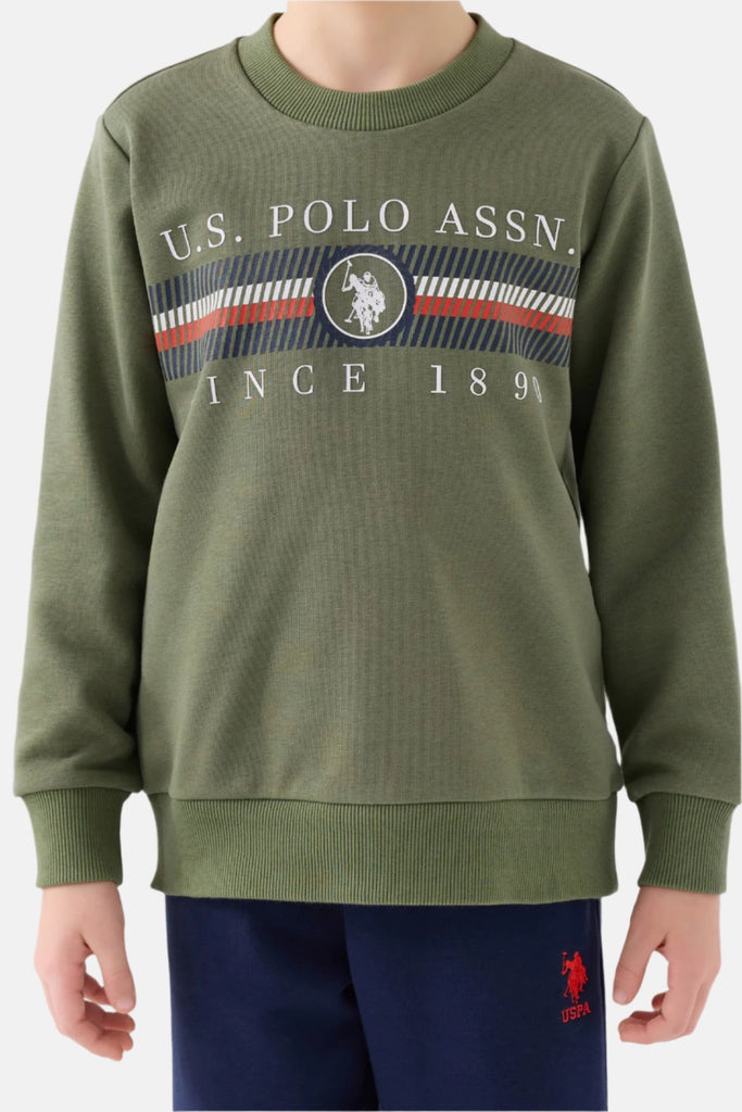 U.S. Polo Assn. zeleni komplet za dječake s prugastim detaljima-[SKU]