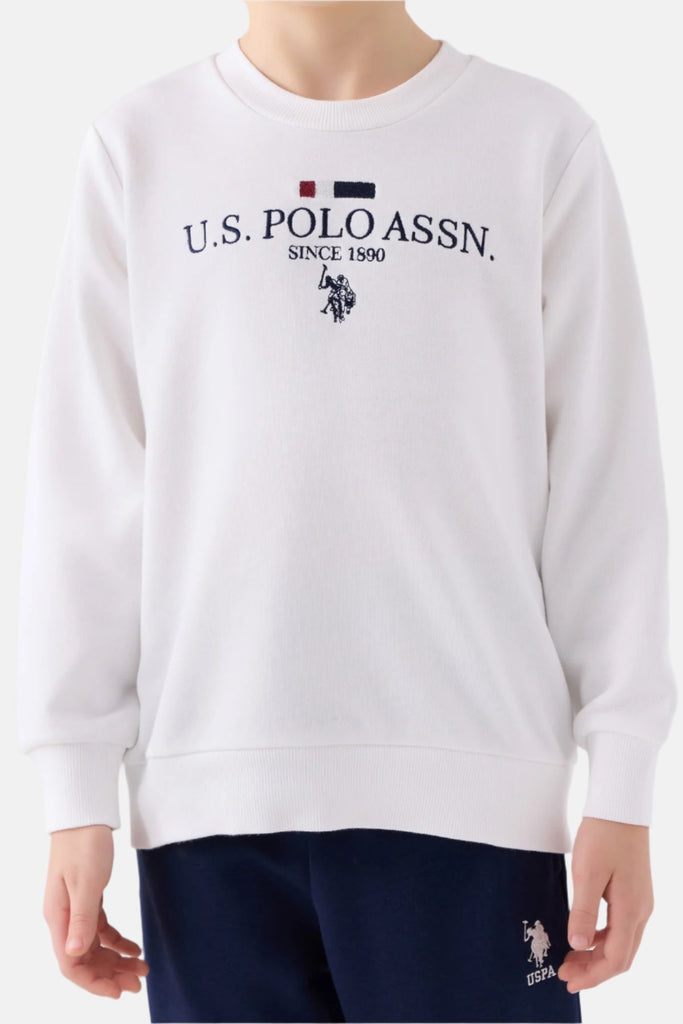 U.S. Polo Assn. bijeli komplet za dječake s kontrastnim detaljima-[SKU]