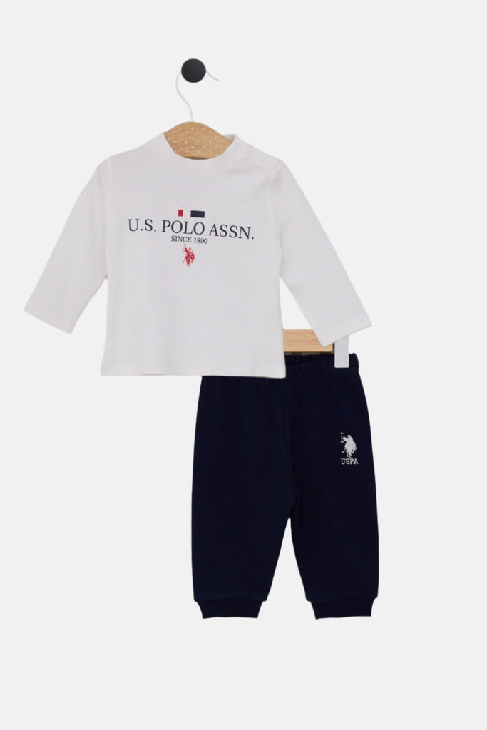 U.S. Polo Assn. plavi kombinezon za bebe s kapuljačom-[SKU]