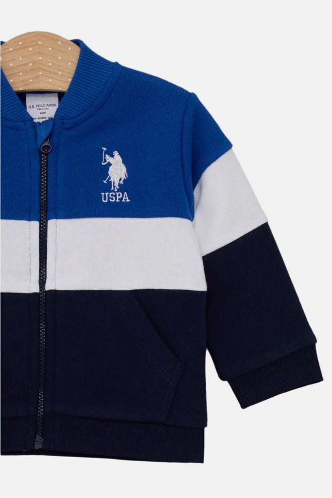 U.S. Polo Assn. plavi kombinezon za bebe s kapuljačom-[SKU]