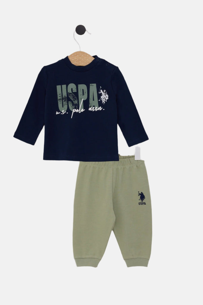 U.S. Polo Assn. plavi kombinezon za bebe s cvjetnim motivom-[SKU]