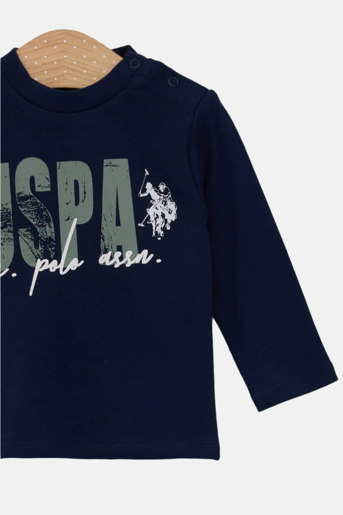 U.S. Polo Assn. plavi kombinezon za bebe s cvjetnim motivom-[SKU]