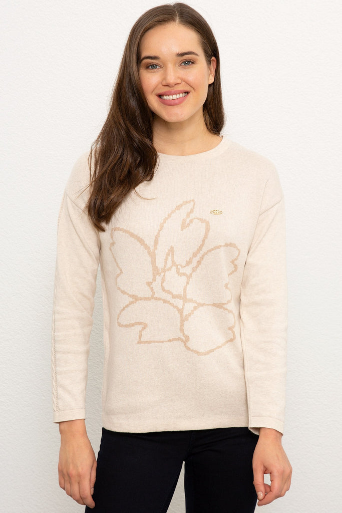 U.S. Polo Assn. bež ženski džemper sa cvjetnim motivom