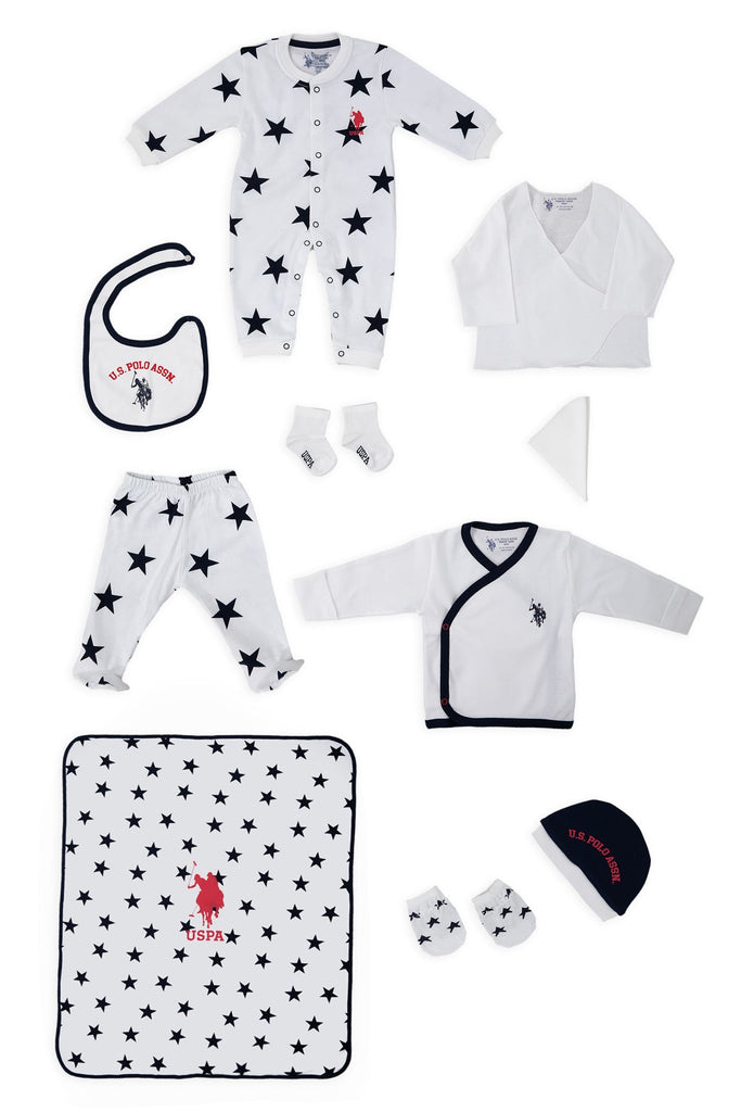 U.S. Polo Assn. bijeli komplet za bebe zvjezdanog motiva
