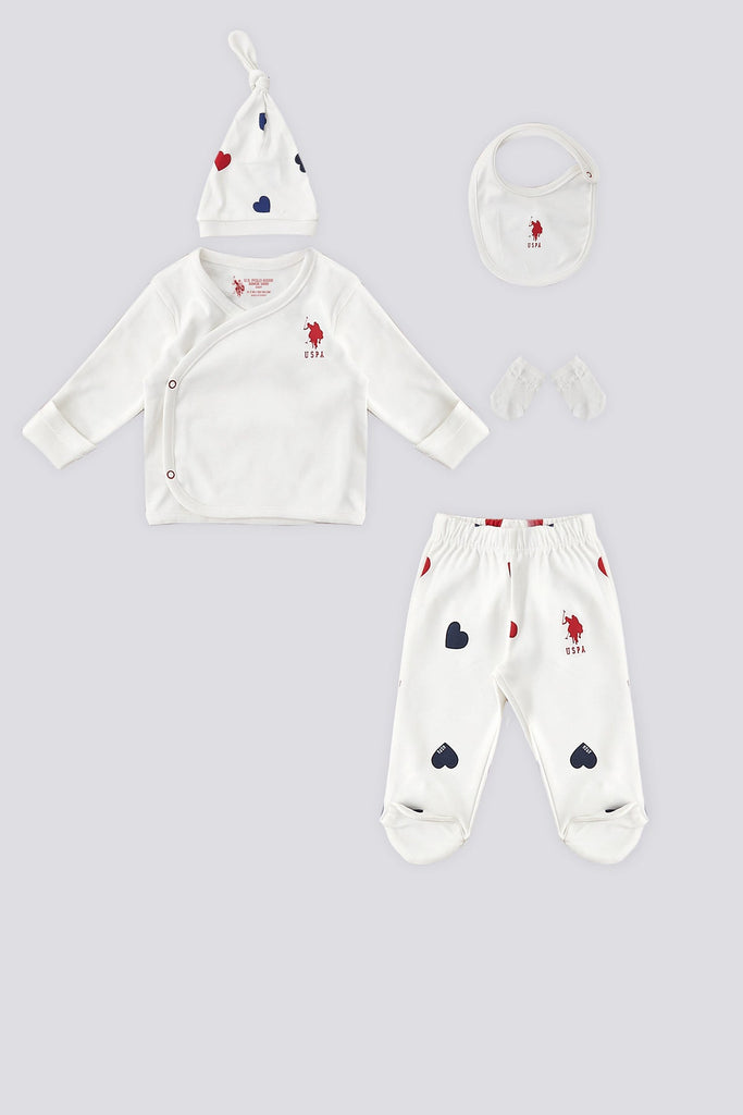 U.S. Polo Assn. bijeli set za bebe s dodacima