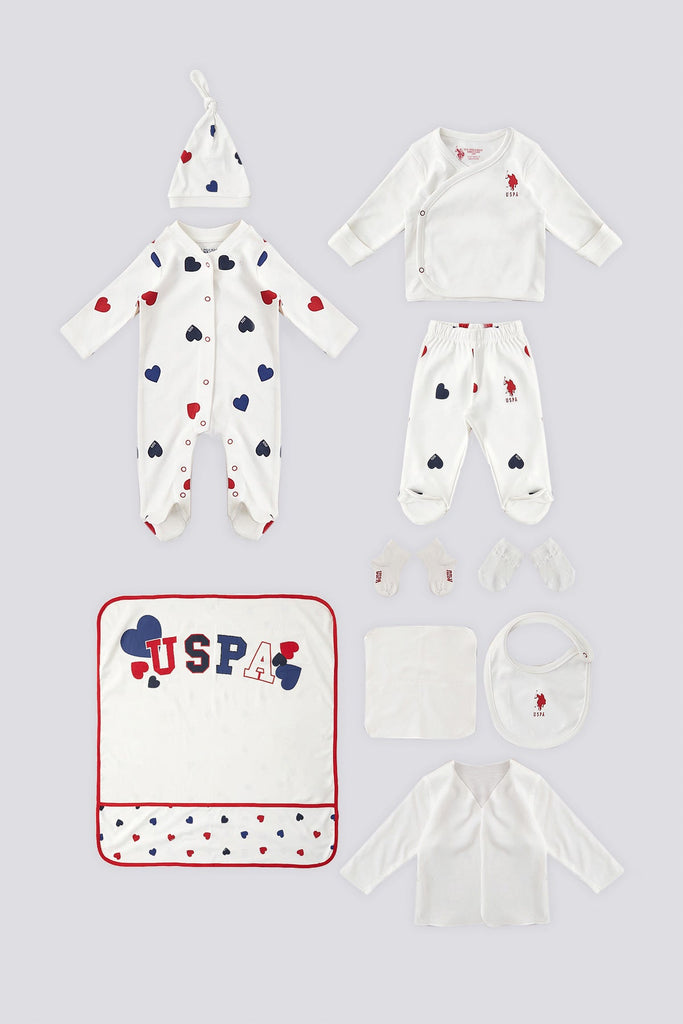 U.S. Polo Assn. bijeli set za bebe sa dodacima