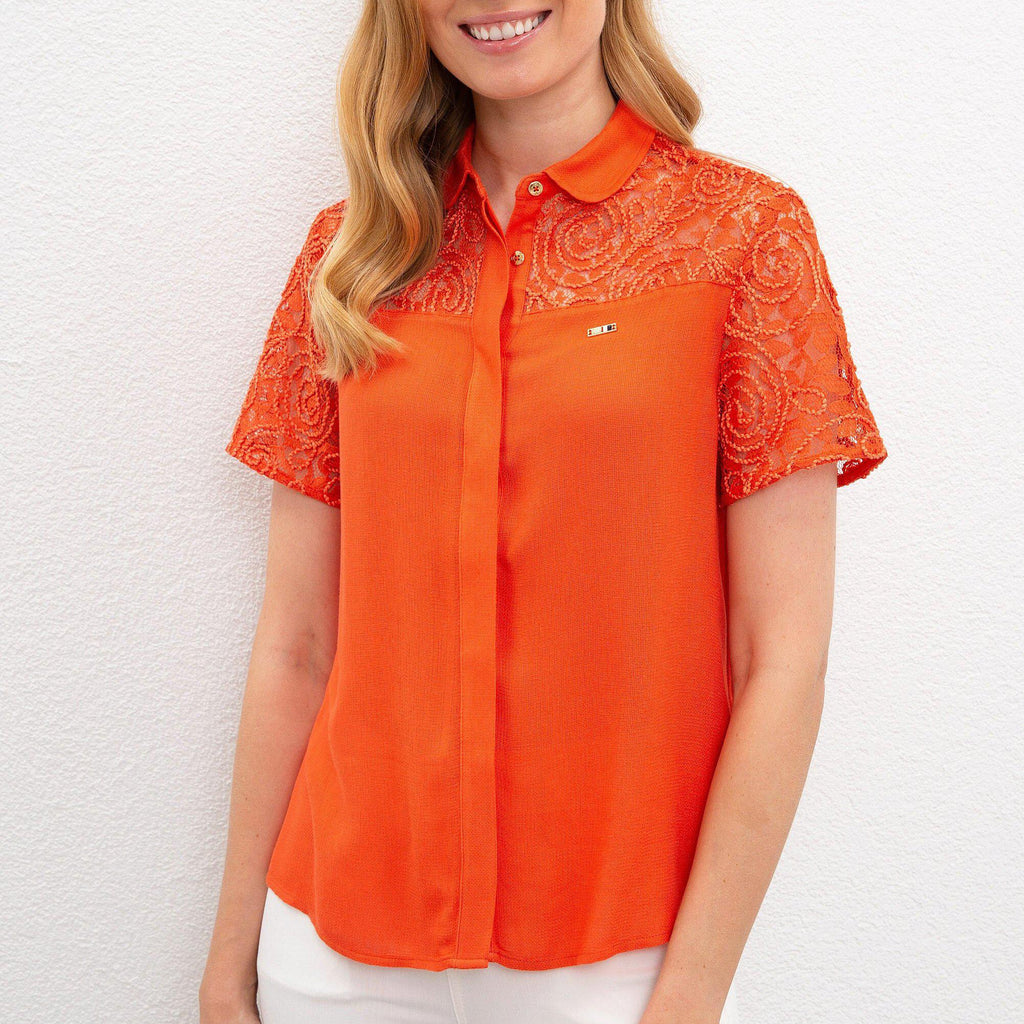 U.S. Polo Assn. narandžasta ženska bluza sa čipkom