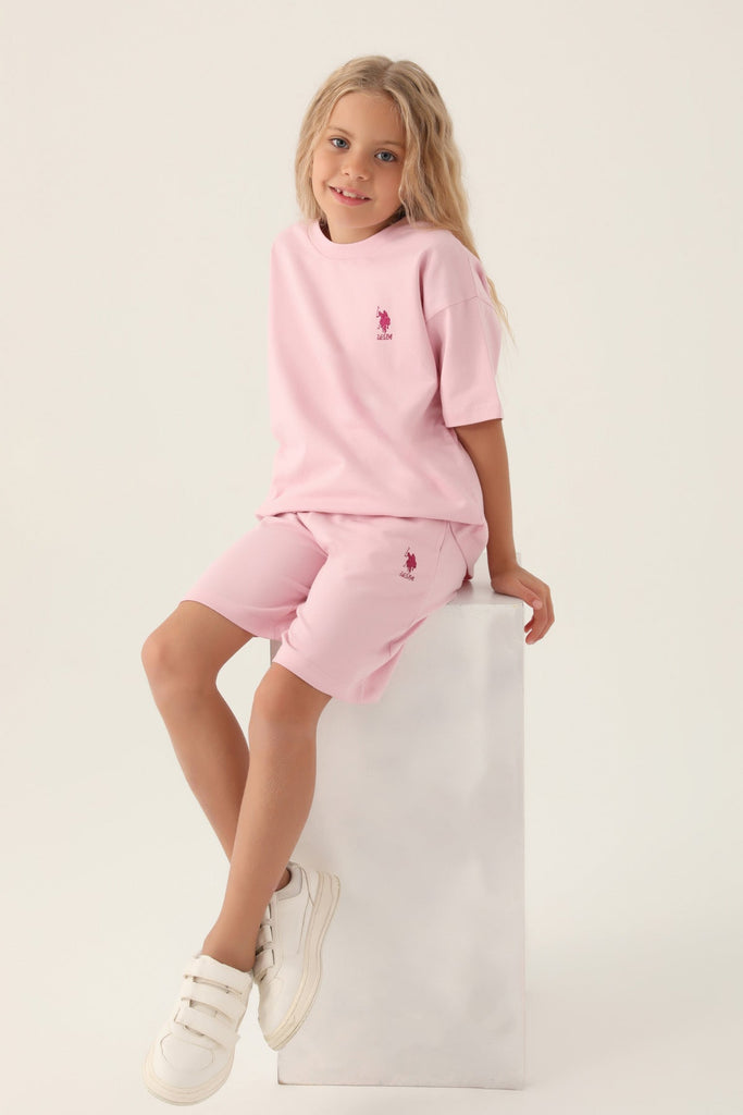 U.S. Polo Assn. pink komplet za djevojčice kratkih hlača