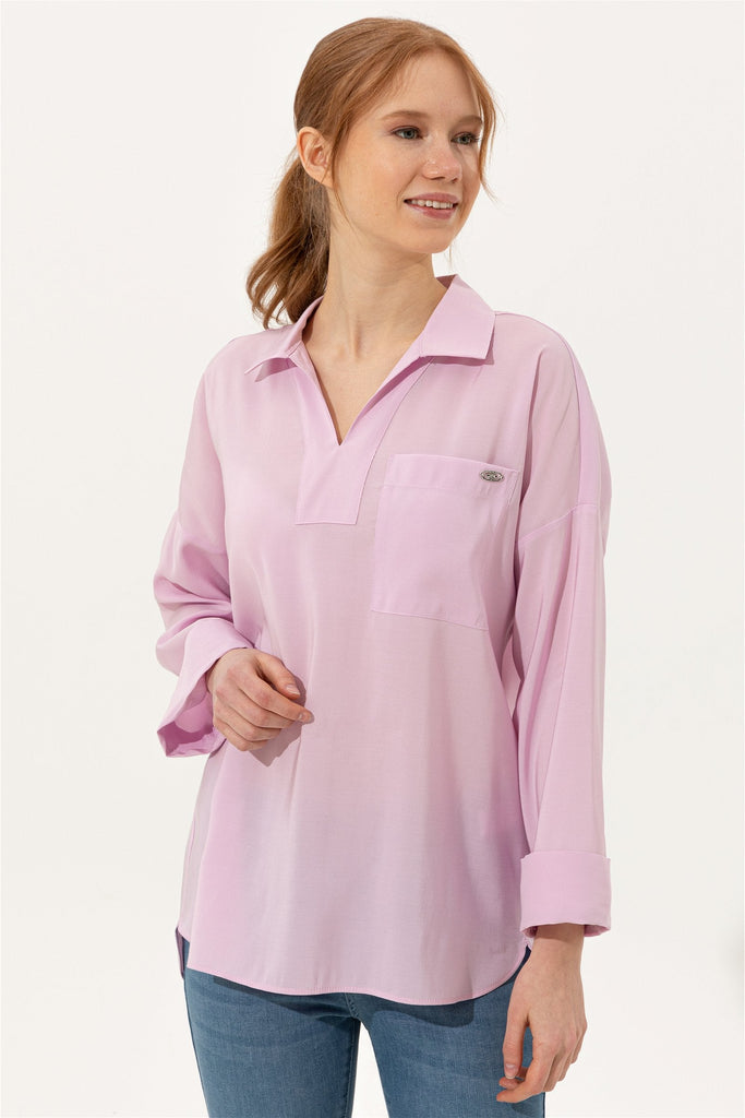 U.S. Polo Assn. roza ženska košulja s džepom