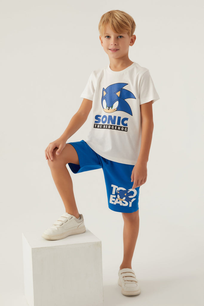 Warner Bros bijeli komplet za dječake sa Sonic motivom-[SKU]