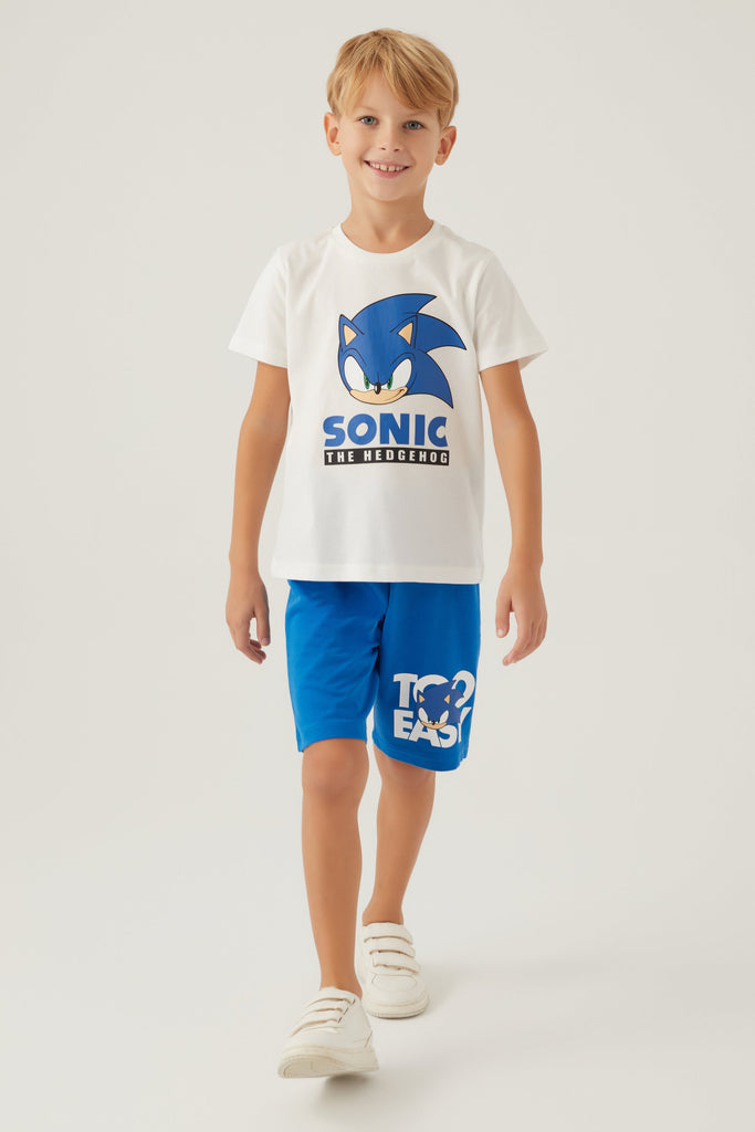 Warner Bros bijeli komplet za dječake sa Sonic motivom-[SKU]